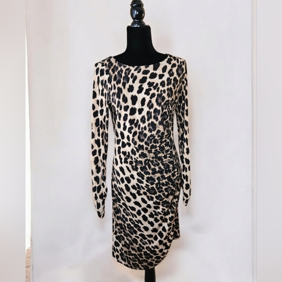 Carmen Marc Valvo Dresses & Skirts - Black & Tan Animal Print Mini Dress NWT